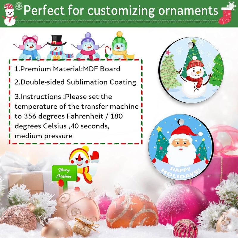 Billbotk 3" Sublimation Ornament Blanks, 30 Pieces Round Blank Sublimation Ornaments for Christmas Tree Décor, DIY Handmade Crafts(3 inches) - Image 4